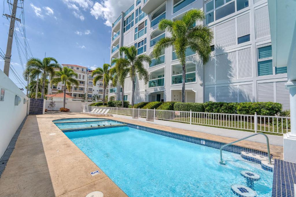 Shared pool beside the gated building